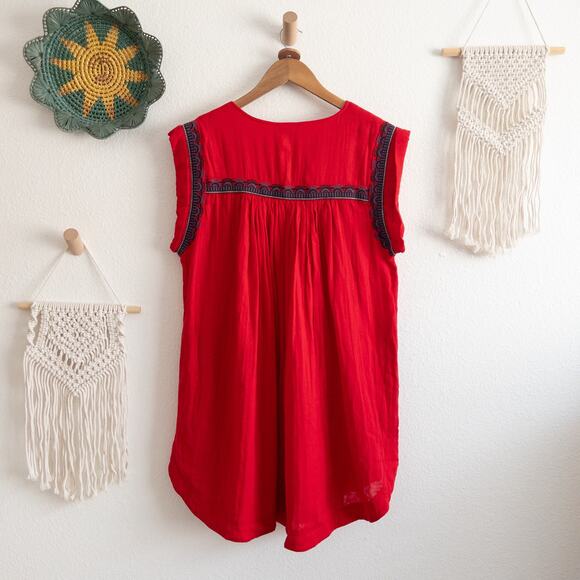 VICI Kells Cotton Embroidered Red Mini Dress Size Small - Picture 2 of 9